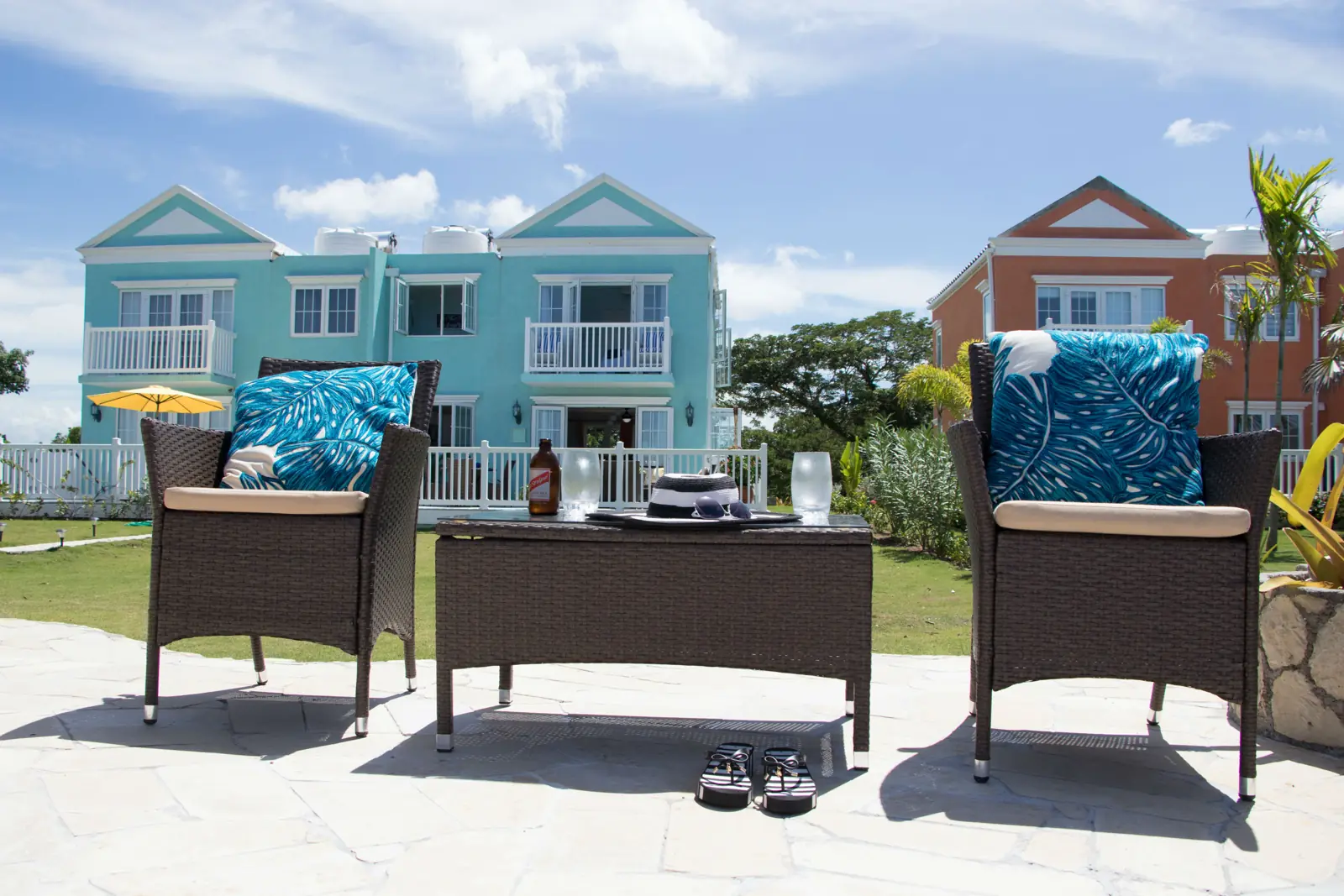 Outdoor seating looking back towards the home